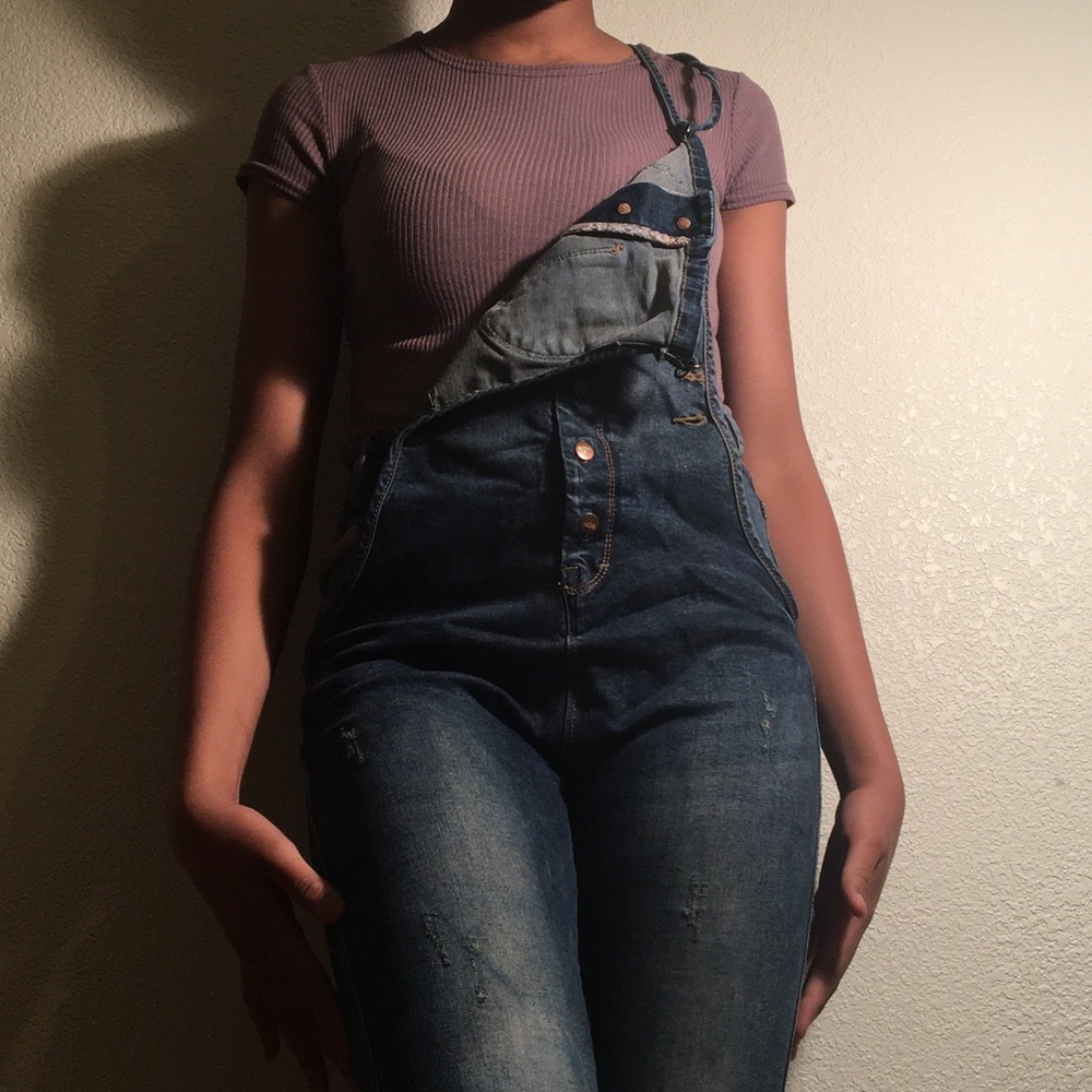 Washed Overalls Jeans, Jeans and Top